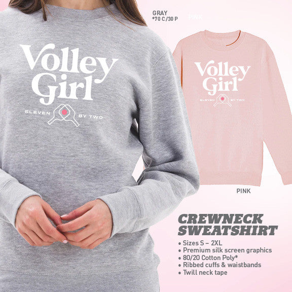 ZER002 Volley Girl Crewneck Sweatshirt - Unisex - Pickleball Sports Hot Sale