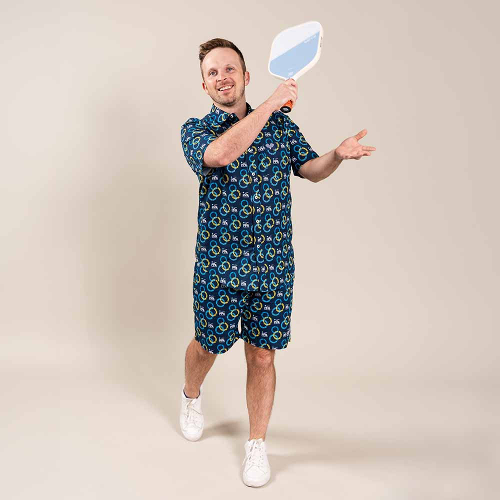 PPa Circle Short Sleeve Button Down Shirt - Unisex - Pickleball Sports Featured