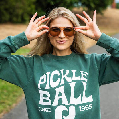 Heritage Pickle-ball Groovy Crew Neck Sweatshirt - Pickleball Sports Recommended