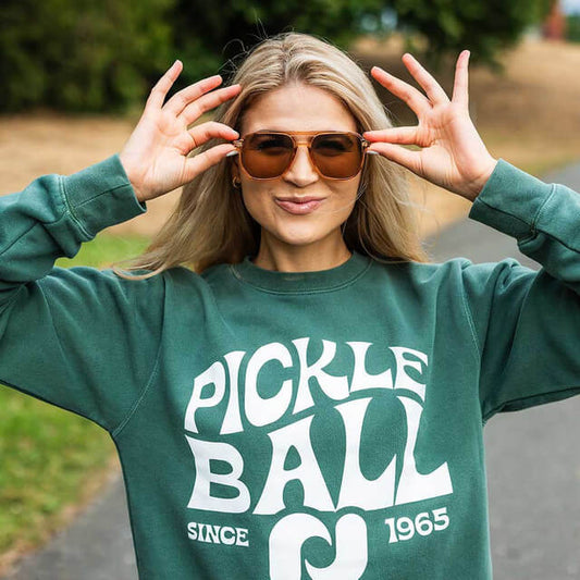 Heritage Pickle-ball Groovy Crew Neck Sweatshirt - Pickleball Sports Recommended