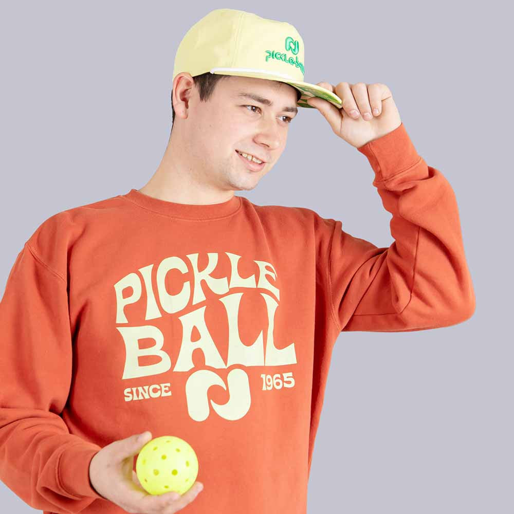 Heritage Pickle-ball Groovy Crew Neck Sweatshirt - Pickleball Sports Recommended
