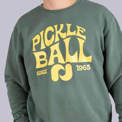 Heritage Pickle-ball Groovy Crew Neck Sweatshirt - Pickleball Sports Recommended