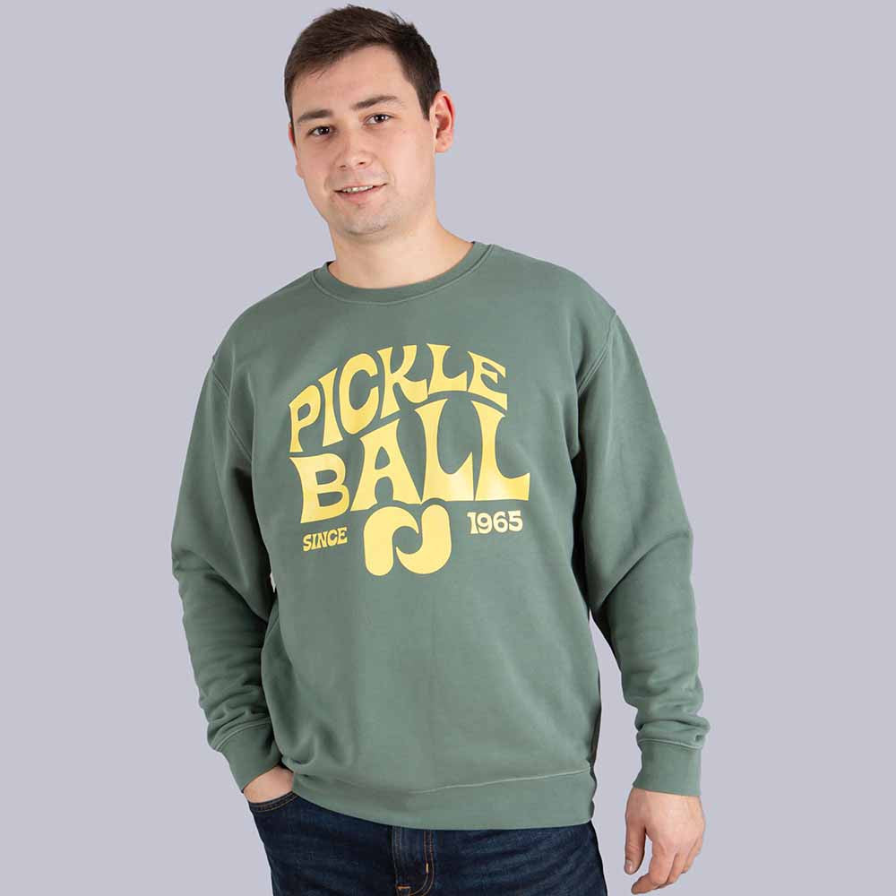 Heritage Pickle-ball Groovy Crew Neck Sweatshirt - Pickleball Sports Recommended