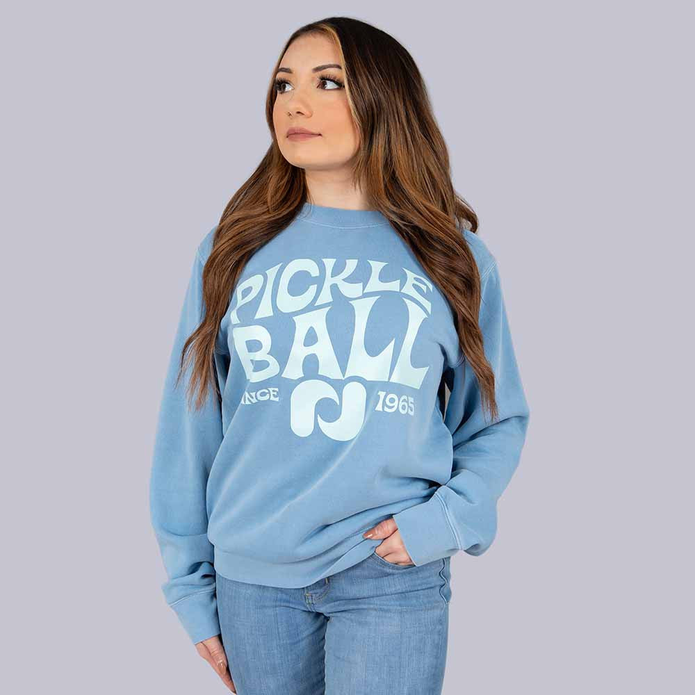 Heritage Pickle-ball Groovy Crew Neck Sweatshirt - Pickleball Sports Recommended