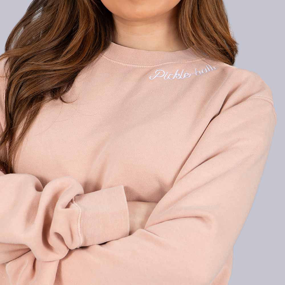 Heritage Pickle-ball Embroidered Cursive Crew Neck Sweatshirt - Pickleball Sports Best Seller