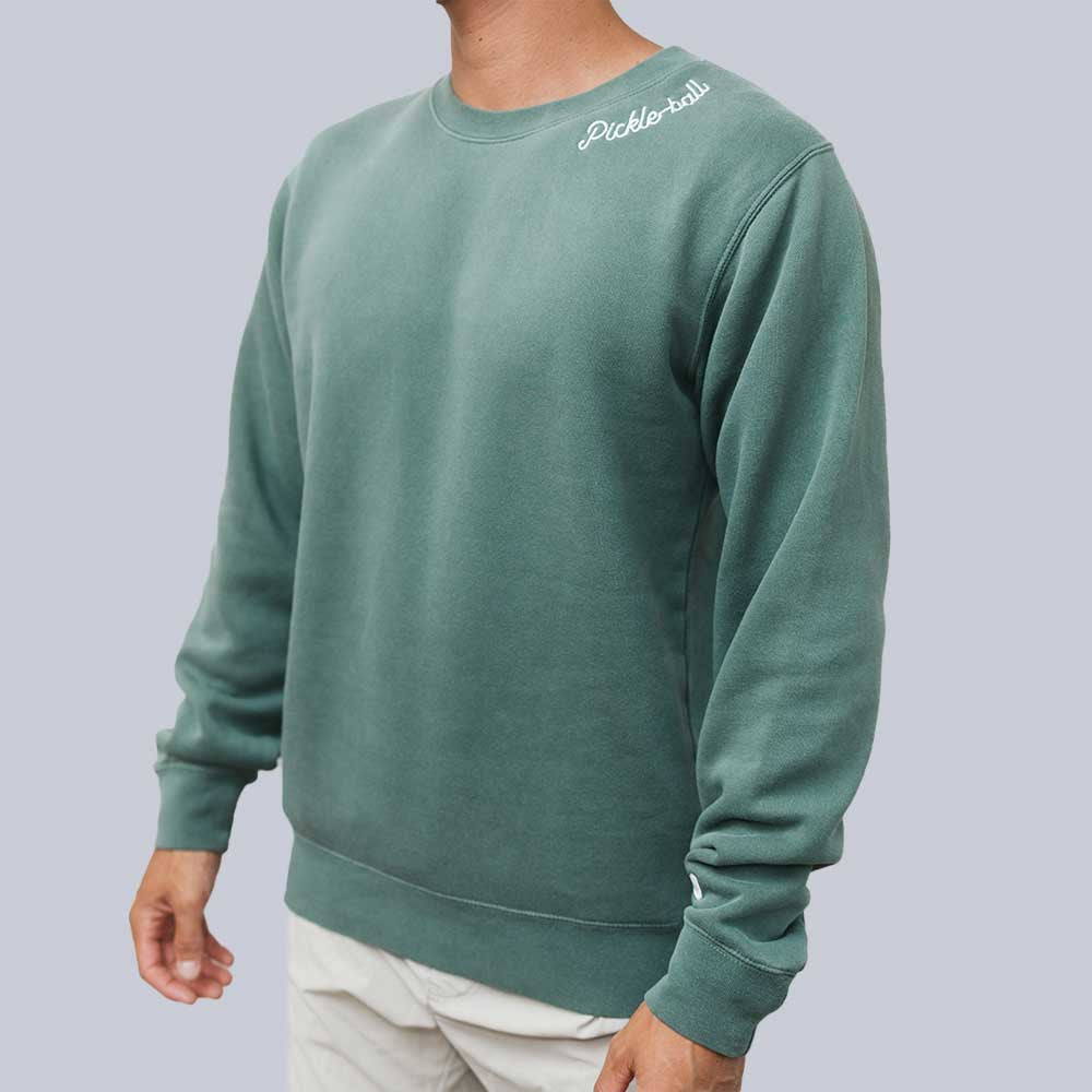 Heritage Pickle-ball Embroidered Cursive Crew Neck Sweatshirt - Pickleball Sports Best Seller