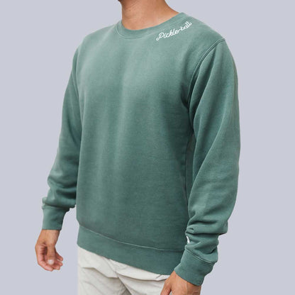 Heritage Pickle-ball Embroidered Cursive Crew Neck Sweatshirt - Pickleball Sports Best Seller
