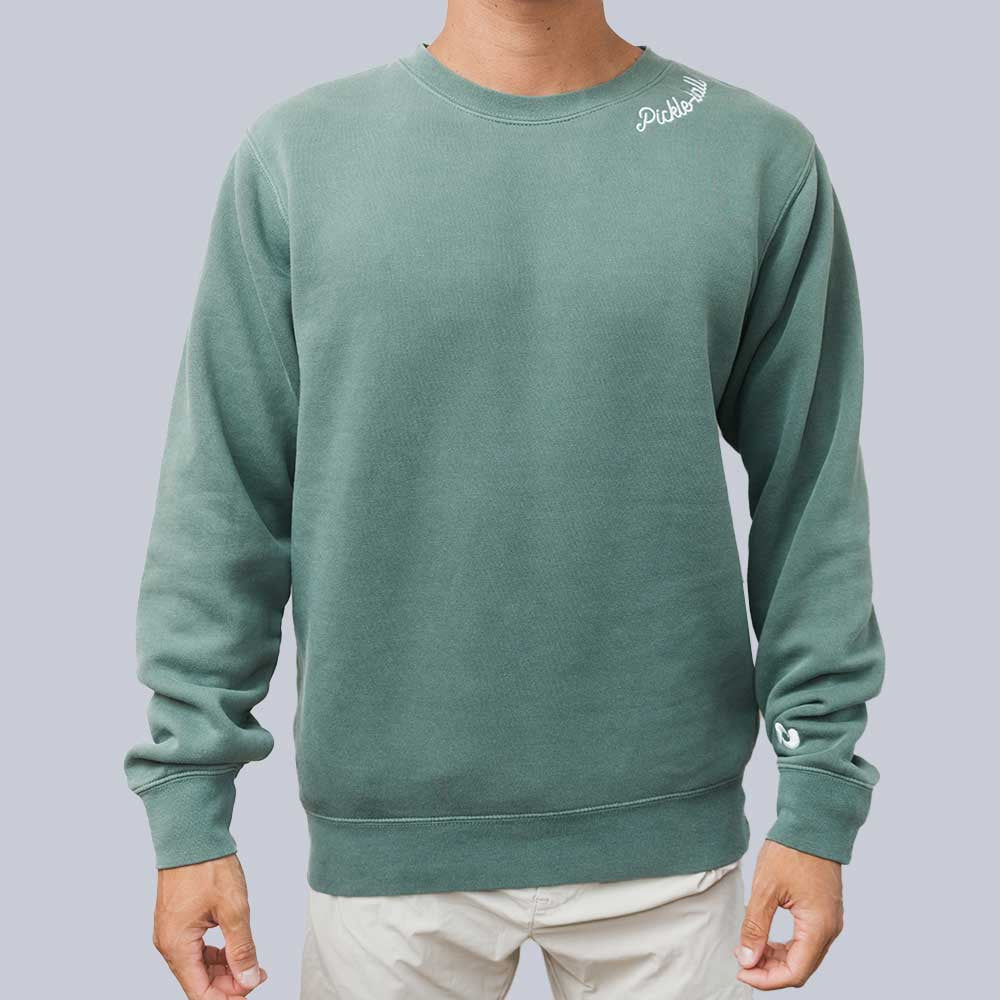 Heritage Pickle-ball Embroidered Cursive Crew Neck Sweatshirt - Pickleball Sports Best Seller
