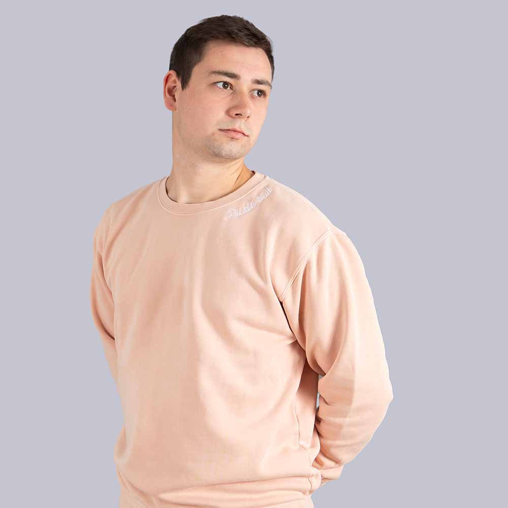 Heritage Pickle-ball Embroidered Cursive Crew Neck Sweatshirt - Pickleball Sports Best Seller