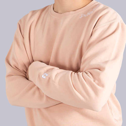 Heritage Pickle-ball Embroidered Cursive Crew Neck Sweatshirt - Pickleball Sports Best Seller