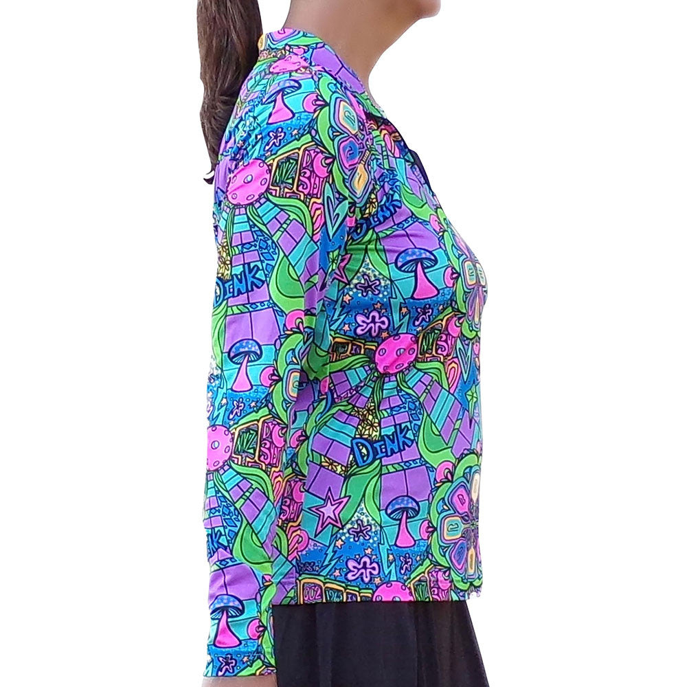 Pickleball Bella  Groovy Quarter Zip Long Sleeve Shirt - Pickleball Sports Smart Buy